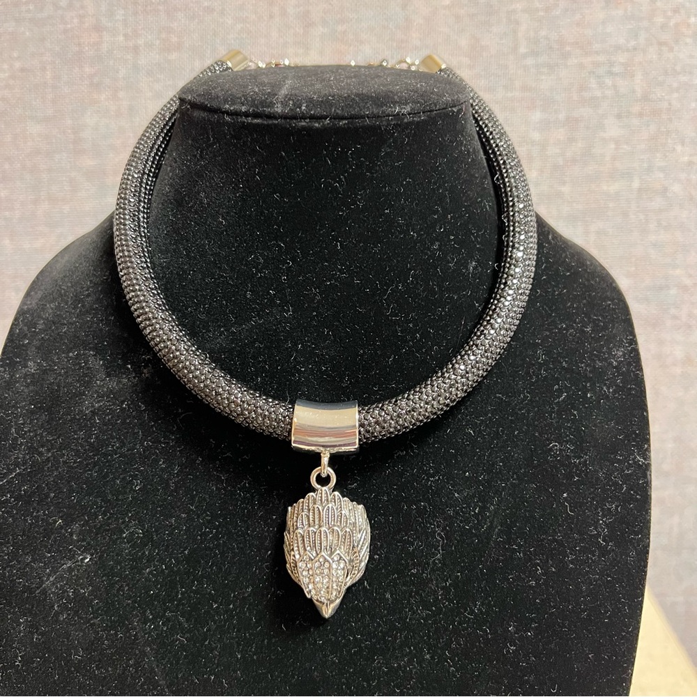 Kurt Geiger London Shimmer Mesh Rope Eagle Collar Necklace NWT